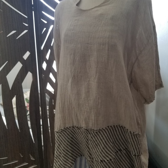 Italian-Made Burlap Cotton Collage Blouse - Picture 1 of 6